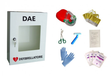 ARMADIO PORTADEFIBRILLATORE CON KIT SOCCORSO BLSD-31