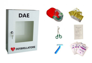 Armadietto porta defibrillatore DAE con kit rianimazione primo soccorso blsd-31