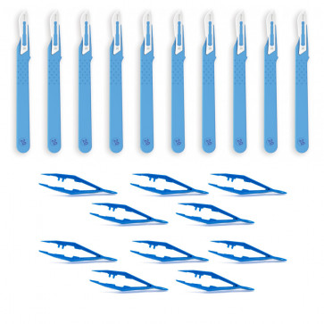 10 Bisturi chirurgico sterile + 10 pinzetta da medicazione sterile-31