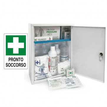ARMADIETTO PRIMO SOCCORSO ALL. 1 CON CARTELLO SEGNALATORE PRONTO SOCCORSO