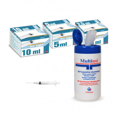SIRINGA con salvietta disinfettante per iniezione