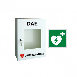 ARMADIO PER DEFIBRILLATORE CON CARTELLO DAE