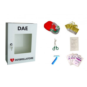 Armadietto porta defibrillatore DAE con kit rianimazione primo soccorso blsd-20