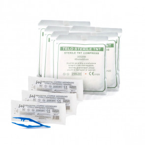 3 PINZETTA STERILI MONOUSO IN PLASTICA + 10 TELO STERILE MONOUSO IN TNT CM 40X60 SET MEDICAZIONE-20